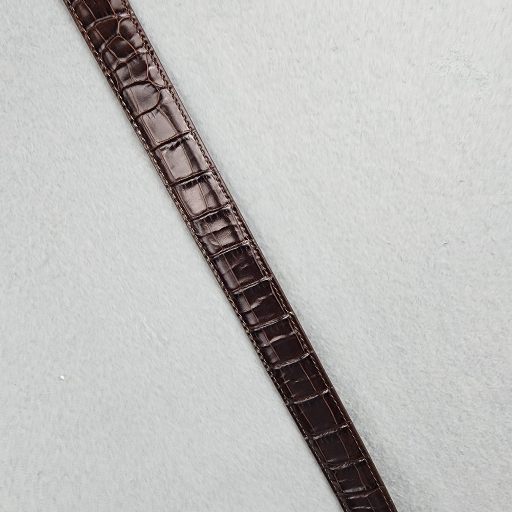 Brighton Belt Womens Medium L 32 Brown Croc Embossed Leather Charm Silver Buckle - Picture 5 of 8